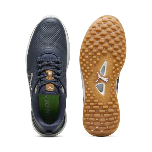 PUMA Men's Ignite Elevate 2 Wide Golf Shoes, DEEP Navy Silver-Gum, 9.54