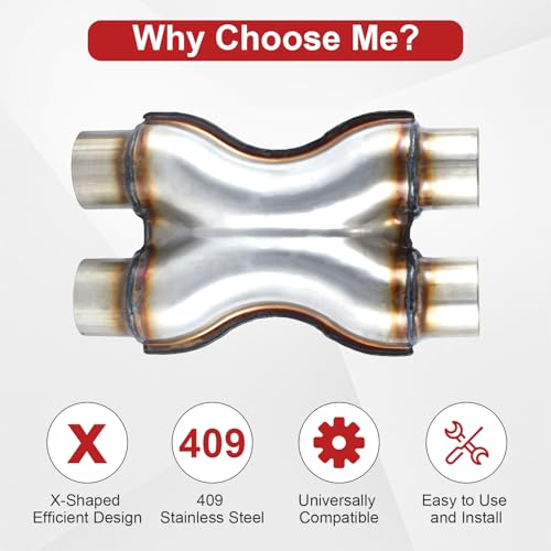 Universal 2.5-Inch Stainless Steel Exhaust X-Pipe - Image 5