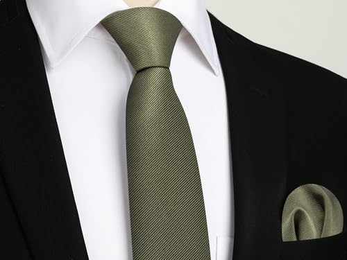 Image of Enlision Mens Ties Stripe Tie and Pocket Square Set Classic Formal Woven Neckties Handkerchief Cufflinks Wedding
