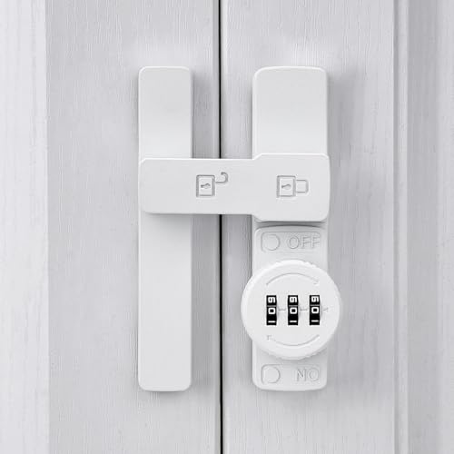 Image of INIRET 2 Packs Matte White 180 Degree Barn Door Lock,Mechanical Password Lock,3 Digit Password Keyless,Flip Latch with Combination,Protect Privacy,for Barn Door,Cabinets,Windows,Garden,Bathroom