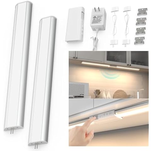 MYPLUS Under Cabinet Lighting Radar Sensor, 2 Pcs 12 inch Under Counter Lights Dimmable and Bright 420 Lumens, Linkable Led Light Bar for Kitchen Cabinet,Counter,Shelf Cover