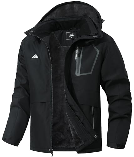 MAOYSSEN Men's Waterproof Winter Ski Jacket - Waterproof Fleece Lined Hooded Windproof Winter...