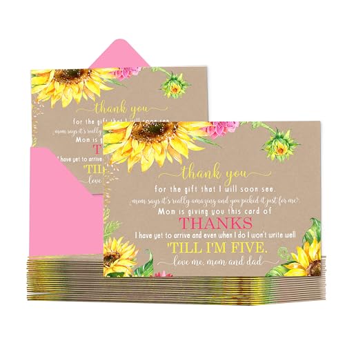 Sunflower-Baby-Shower-Thank-You-Cards-with-Envelopes-15-Pack-Blank-Notes-with-Prefilled-Message-for-Girls-Rustic-Cute-Stationery-Set-4x6-Notecards-for-Personalizing-Registry-Gifts Sunflower Baby Shower Thank You Cards with Envelopes 15 Pack Blank Notes with Prefilled Message for Girls Rustic Cute Stationery Set 4×6 Notecards for Personalizing Registry Gifts