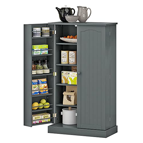 Function Home 41" Kitchen Storage Cabinet, Pantry Cabinet With Doors And Adjustable Shelves For Kitchen, Living Room And Dinning Room In Grey #TOP4