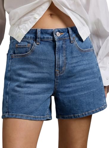Sidefeel Womens Jean Shorts High Waisted Casual Stretchy Side Seam Denim Shorts Size 8 Blue