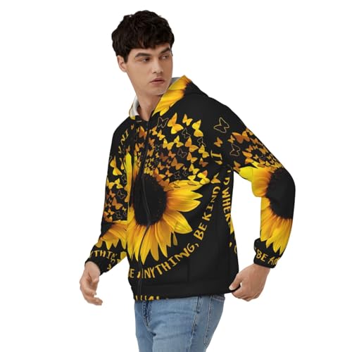 Sweat à capuche zippé homme avec poches et motif fleur tournesol