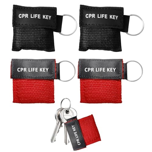 LBJFYHJN 4 Stück Erste Hilfe Beatmungsmaske, tragbare CPR Maske, Beatmungsmaske mit Schlüsselanhängern, geeignet für den Notfalleinsatz im Auto, zu Hause oder unterwegs
