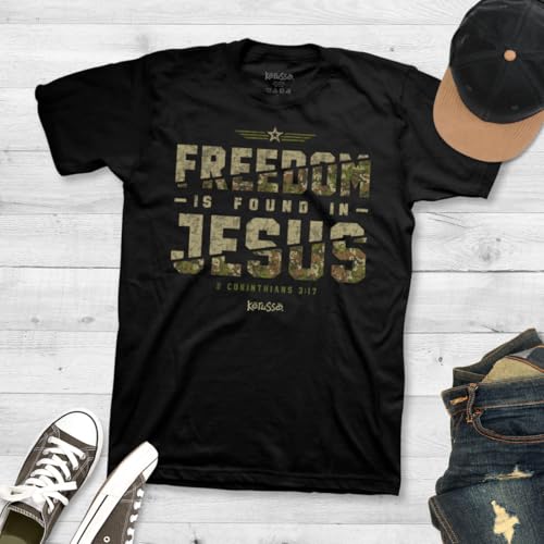 Freedom is Found in Jesus 2 Corinthians 3:17 Black Cotton Crewneck T-Shirt3