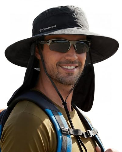 Camptrace Wide Brim Men Sun Hat with Neck Flap