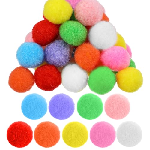 Tyqour 100 Stück Bunte Pompons zum Basteln, 3cm Bunt Filzkugeln Pompoms Bommeln zum Basteln Groß Pompons Bunte Pom Poms für Weihnachten Ostern Kinder DIY Kreativen Handwerk Dekorationen