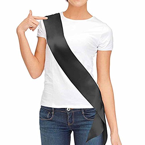 Ligong 10 Pcs Blank Sashes Plain Sashes For Party Decoration, Diy Accessory, Homecoming, Wedding, 9.5Cm X 78Cm (Black) #TOP5