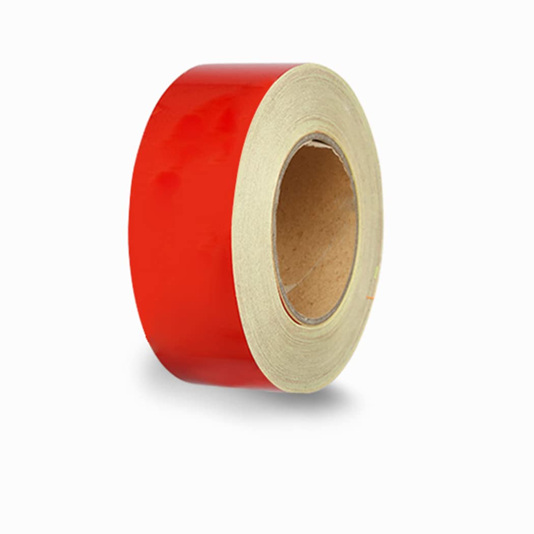 QWEQWE Cinta De Advertencia De Peligro - 45,7 M X 5 Cm - Cinta De Barrera De Señalización Adhesiva Pet, Rollo De Cintas De Seguridad - Señalización De Carril,Rojo