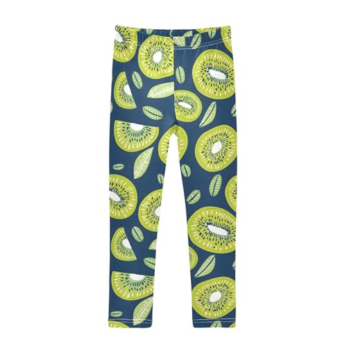 Green Kiwi Leaf Girls Leggings Soft Stretch Workout Yoga Dance Pants for Kids Casual Tights