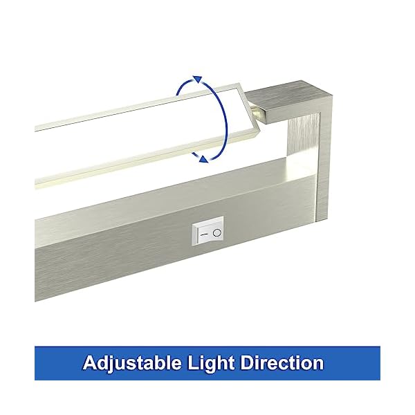 Taptoron LED Spiegelleuchte Bad 5000K Neutralweiß Badezimmer Lampe IP44 Wasserdicht Schminklicht, Drehbare Spiegellampe (mit Schalter) – Bild 3