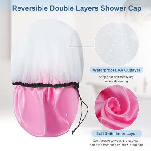 Bonnet de douche extra large cheveux longs tresses protection satin XL