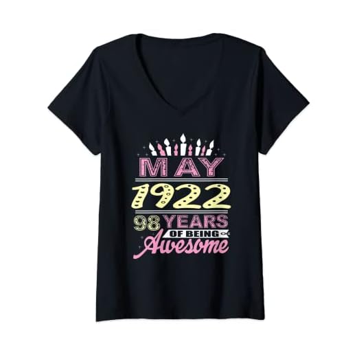Mujer Mayo de 1922 96 años de edad regalo fiesta de vela 96 cumpleaños Camiseta Cuello V