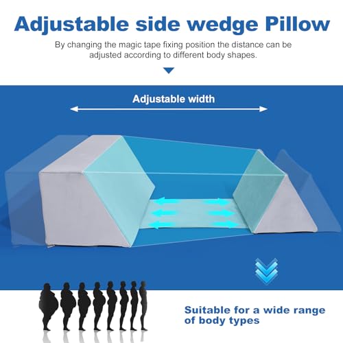 Positioning Wedge Pillow Side Sleeping Belt Connection, Limit Width Adjustable Bed Wedges Body Positioners for Back Pain Relief, Back Positioning Wedge for After Surgery, Anti Snoring, Back Support - Image 3