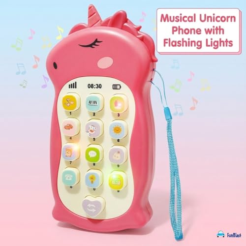 Image of FunBlast Cartoon Musical Mobile Phone for Kids, Mobile with Light & Sound Toys for Babies | Educational Toys for Kids 3+ Years /Boys /Girls-1 Unit (Uni-Pink)