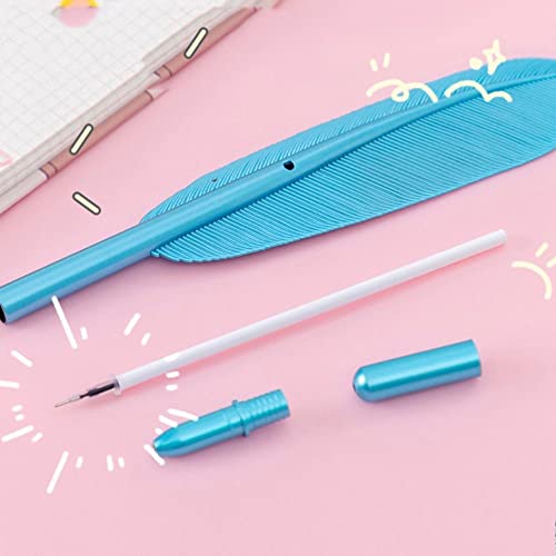 Creative Feather Gel Pen Artificial Wing Pens Black Ink Novelty Cute Design Gel Ink Rollerball Pen For Office School Students Supplies(Gold) #TOP6