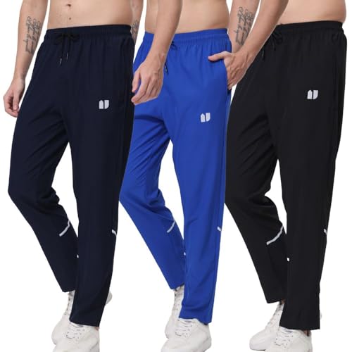 Hpbygstae Pantalones deportivos para hombre, pantalones de jogging para correr, con bolsillos elásticos con cremallera, paquete de 3, XL