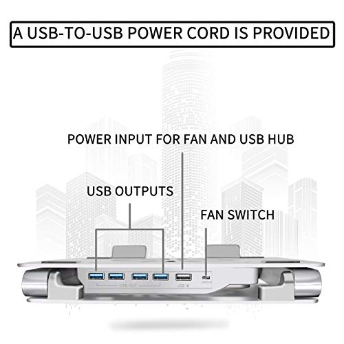 SOUNDANCE Laptop Cooling Pad with Low-Noise Fan and 3.0 USB Hubs, Ventilated Laptop Cooler Prevent Overheating, Ergonomic Laptop Stand Support Up to 17” Gaming Notebook Computer, Aluminum by SOUNDANCE - Image 5