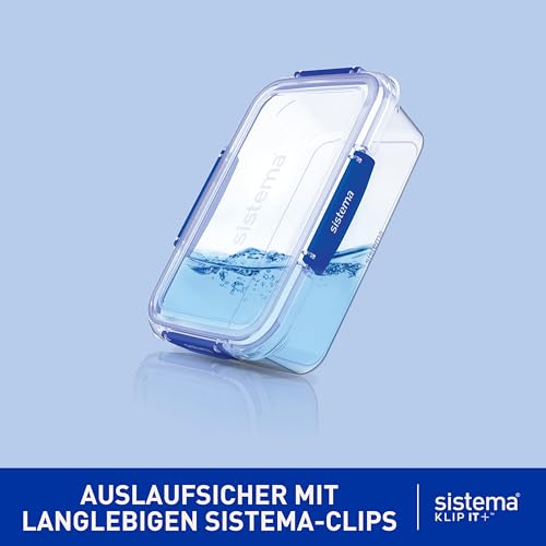 Sistema KLIP IT PLUS auslaufsichere Vorratsdosen | 2 x 1L & 2,2 L | luftdichte und stapelbare & ineinander stellbare Frischhaltedosen für Meal Prep mit Deckel | Brotdosen für Pause | BPA-frei, 3 Stück