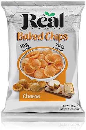 Real Chips - Cheese Baked Chips – Crispy & Cheesy High-Protein Snack, 60g Pack, No Preservatives, Crunchy & Flavorful