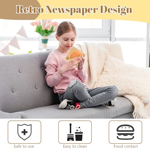 150 Stk Dickes Burger Papier, Deli Papierblätter, Käsepapier, Wasserdicht und Öl Burger Tüten, Sandwich Paper, Wrap Papier für Burgers, Pommes, Butterbrot, Käse, Kuchen, 15 x 15 cm