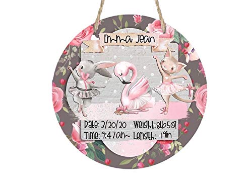 Ballerina Bunny Cat Swan - Hospital Room - Personalized Door Sign - Floral - Gift for Baby Shower