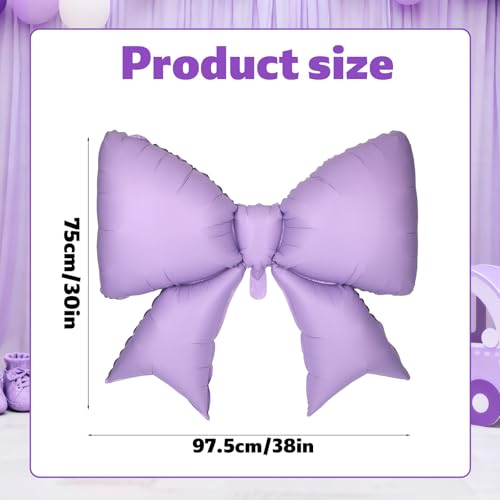Image of 4Pcs Giant Bow Balloons, 97.5cm /38in Big Elegant Coquette Theme Balloons for Birthday Wedding Engagement & Party Large Decorations Bridal & Bachelorette Supplies (Purple)