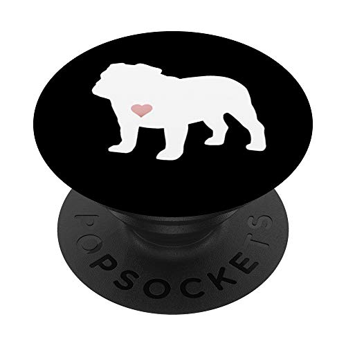 English Bulldog, I Love My Bull Dog Mom Rose Pink Heart Cute PopSockets PopGrip: Swappable Grip for Phones & Tablets