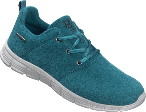 Tiroler Loden Merino-Sneakers Bequeme Lodenschuhe für Frauen & Männer geruchsneutral warme Sportschuhe mit schrittdämpfender Sohle Petrol Gr. 43