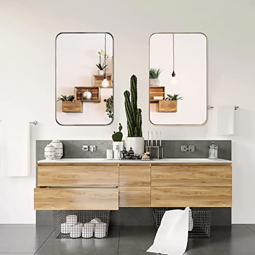 Geloo Full Length Mirror - Rectangle Wall Mounted Mirror With Metal Framed Full Body Large Floor Mirror For Bathroom Dressing Bedroom Wall Decor Gold Black 64''X21'' #TOP5
