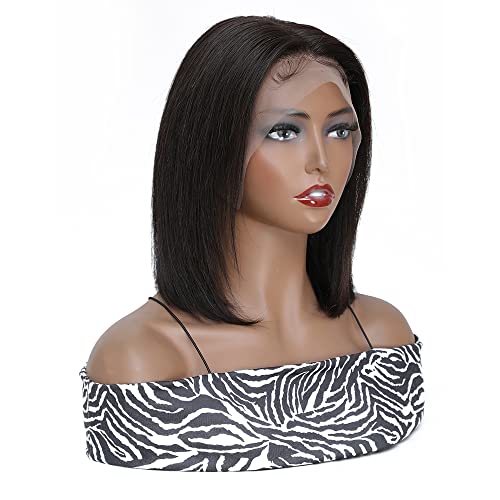 X-Tress 13x4 Lace Front Human Hair Wig 12 inch Bob Wig Free Part Short Straight Human Hair 180% Density for Africa Women HD Transparent Lace Natural Hairline Shoulder Length Wig(12 inch) - Image 3
