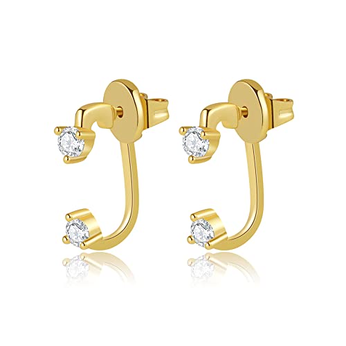 Image of Obidos 14K Gold Plated Illusion Stud Earrings for Women | Triple Huggie Hoop Earrings for One Hole| Trendy Simple Hypoallergenic Fashion Accessories Gold Jewelry Gifts for Womens