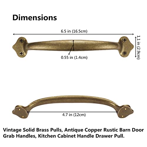 Runningfish Vintage Solid Brass Pulls, Antique Copper|Rustic Barn Door Grab Handles|Kitchen Cabinet Hardware Drawer Handle Pull (Bronze, 6.5inch-2Pcs) by Runningfish - Used condition - Image 3