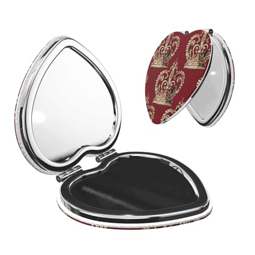 SDTYKHJ Red Crown Travel Makeup Mirror Double Sided 1X/2X Magnification Compact Vanity Mirror for Women Magnifying Cosmetic Mirror Folding Handheld Mirror for Purse Pocket