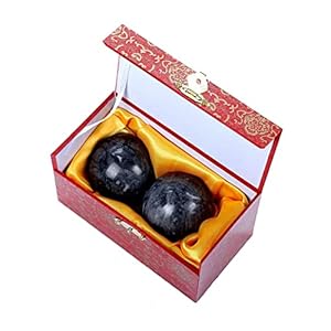 STCREE TQGJST10 3,5 cm grote marmeren oefenhandballen, Chinese baoding ballen, zwart/grijs, gezondheid, meditatie, fitness, hand voor handtherapie, donkergrijs, zonder klokkenspel