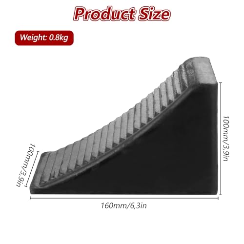 MIVIDE 4 Stück Unterlegkeil, 16 x 10 x 10 cm Unterlegkeile Anhänger, Unterlegkeile Auto, Anhänger Keile Schwarz, Hemmschuhe Bremskeile Anhänger, rutschfeste Unterseite