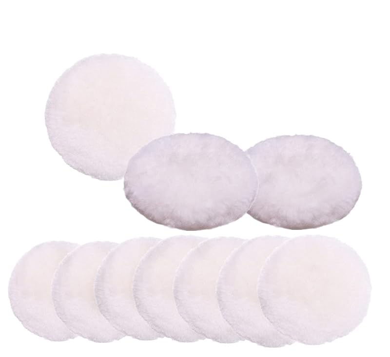 Kit de Boinas de Lã para Polimento 10,2 cm com Fixação Hook-and-Loop INZOEY, Branca, 10 unidades