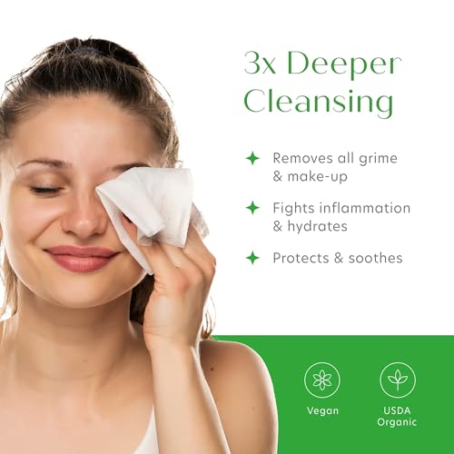 𝗪𝗜𝗡𝗡𝗘𝗥 𝟮𝟬𝟮𝟯* Makeup Remover Face Wipes, Daily Facial Cleansing Wipes to Remove Dirt, Oil and Make Up, 100% Plant Based Fibers - Image 2