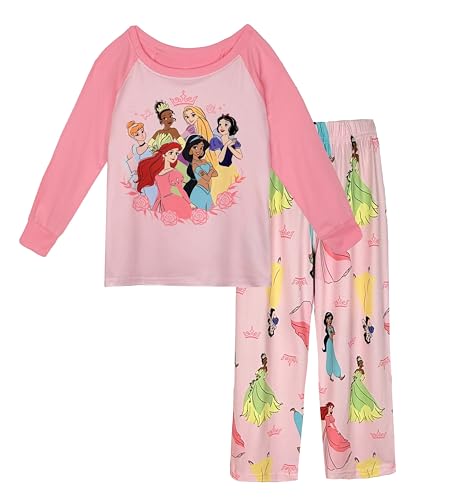 Disney Girls' Princess Pajama Set – 2-Piece Sleepwear, Long Sleeve Top and Pants