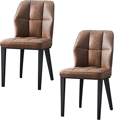 Juego de 2 elegantes sillas de comedor de piel sintética con cojines, patas de acero al carbono, elegantes y cómodas para uso en cocina y sala de estar