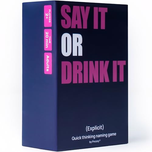 Prezey Say It or Drink It - Category Card Games for Adults with 250 Hilarious Cards | Drinking Games for Game Night, Bachelorette Party Games, Board Games for Adults & Couples