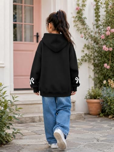 QIXYN Girls hoodies Bow Graphic Long Sleeve Hooded Sweatshirt Pullover Tops - image 3