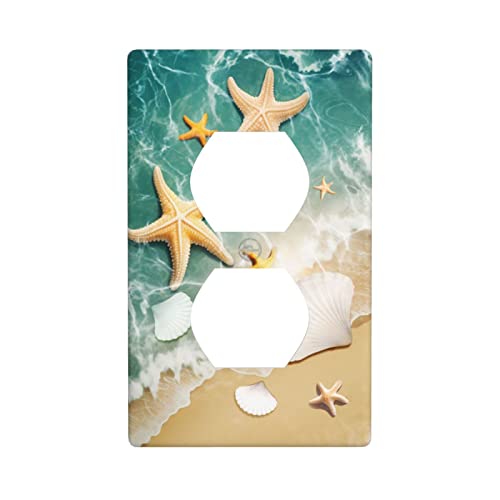 Starfish Duplex Outlet Cover Wall Plates Decorate Outlet Covers For Electrical Outlets Switch Plate Decorative Wallplate Plug Cover 4.5 * 2.76 Inches #TOP24