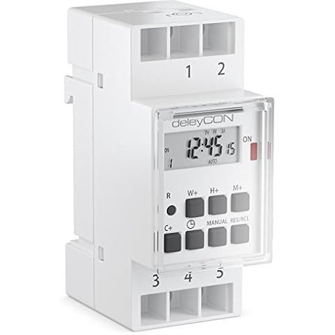 deleyCON Digitale Zeitschaltuhr zum Einbau in Schalttafeln mit LCD Display Wochenzeitschaltuhr Zeitschalter Schaltuhr Timer 3600W Weiß Cover