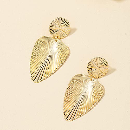 Teardrop Leaf Triped Dangle Drop Earrings 14K Gold Plated Large Chandelier Threader Statement Studs Earrings Boho Ear Jewelry Gifts For Women Girls Mother (Gold) #TOP3