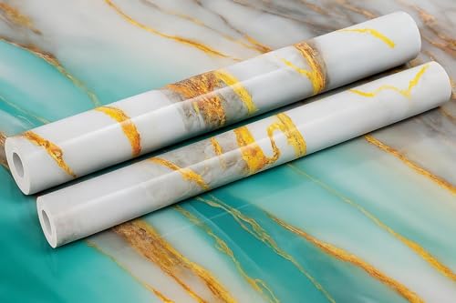 Image of TEKCOOL Premium Wallpaper Stickers for Wall Kitchen Platform Home Decorative Waterproof Oil Proof 60 * 200 CM (Green Gold-3pc)