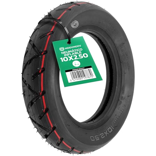 MOOVMOOV - Neumático Hinchable 10x2.50 para Patinete Eléctrico - Cubierta Tube Type de Nylon - Rueda 10x2.50 Para Montar con Cámara de Aire | Para Ruedas de 10 Pulgadas